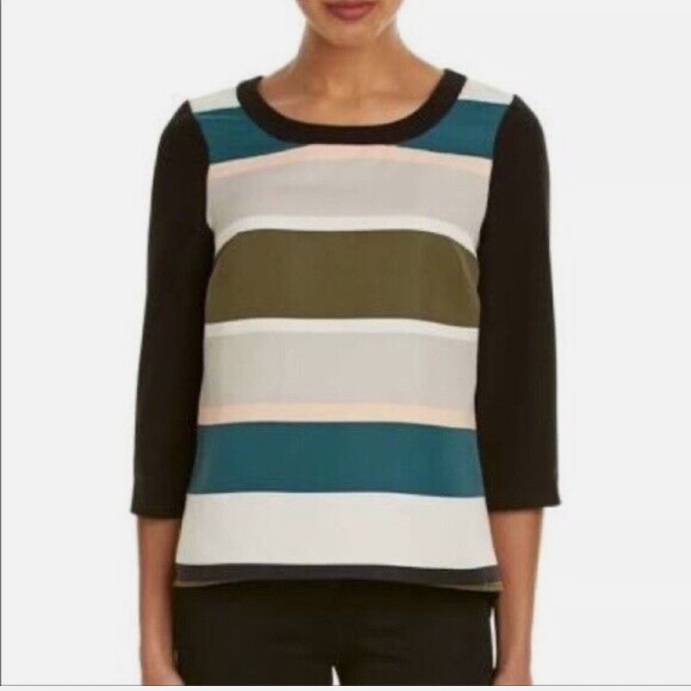 Anthropologie Troubadour Rugby Stripe Blouse Top 0
